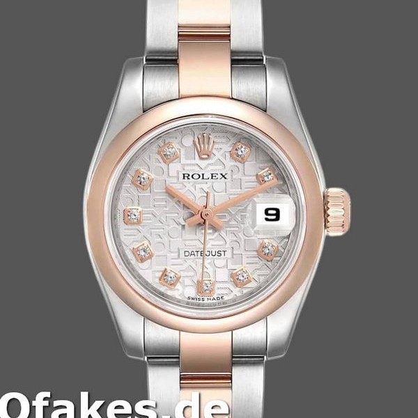 Super Clone Women's Rolex Datejust 26mm Women's-179161-Silver Jubilee Anniversary Dial-Stainless Steel & Everose Gold Silver