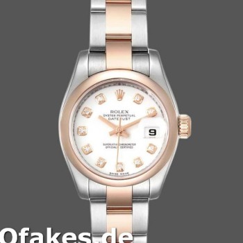 Super Clone Women's Rolex Datejust 26mm Women's-179161-White Diamond Dial-Stainless Steel & Everose Gold White