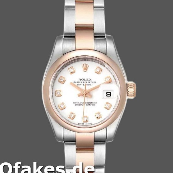 Super Clone Women's Rolex Datejust 26mm Women's-179161-White Diamond Dial-Stainless Steel & Everose Gold White