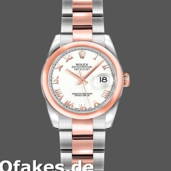 Super Clone Women's Rolex Datejust 26mm Women's-179161-White Roman Dial-Stainless Steel & Everose Gold White