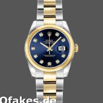 Super Clone Women's Rolex Datejust-179163, 26mm, Blue Diamond Dial, Domed Bezel, Lady Blue