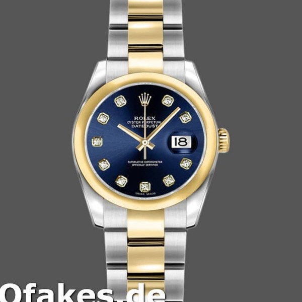 Super Clone Women's Rolex Datejust-179163, 26mm, Blue Diamond Dial, Domed Bezel, Lady Blue