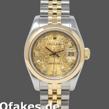 Super Clone Women's Rolex Datejust-179163, 26mm, Champagne Jubilee Diamond Dial, Domed Bezel, Lady Champagne