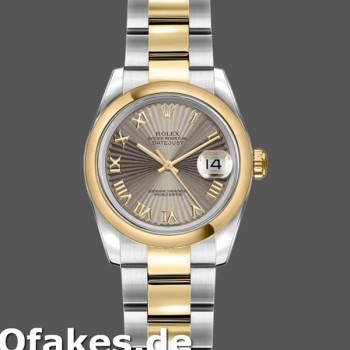 Super Clone Women's Rolex Datejust-179163, 26mm, Sunbeam Grey Dial, Domed Bezel, Lady Grey