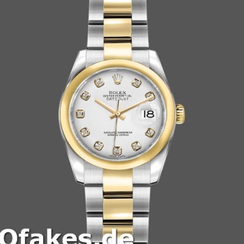 Super Clone Women's Rolex Datejust 26mm Women's-179163-White Diamond Dial-Domed Dezel White