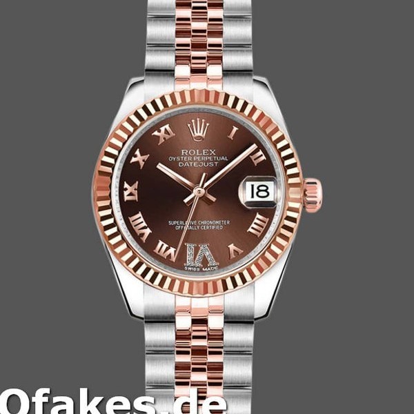 Super Clone Women's Rolex Datejust-179171, 26mm, Chocolate Brown Dial, Fluted Bezel, Lady Chocolate Brown