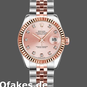 Super Clone Women's Rolex Datejust-179171, 26mm, Pink Diamond Dial, Fluted Bezel, Lady Pink
