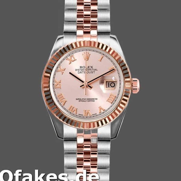 Super Clone Women's Rolex Datejust-179171, 26mm, Pink Roman Numeral Dial, Fluted Bezel, Lady Pink
