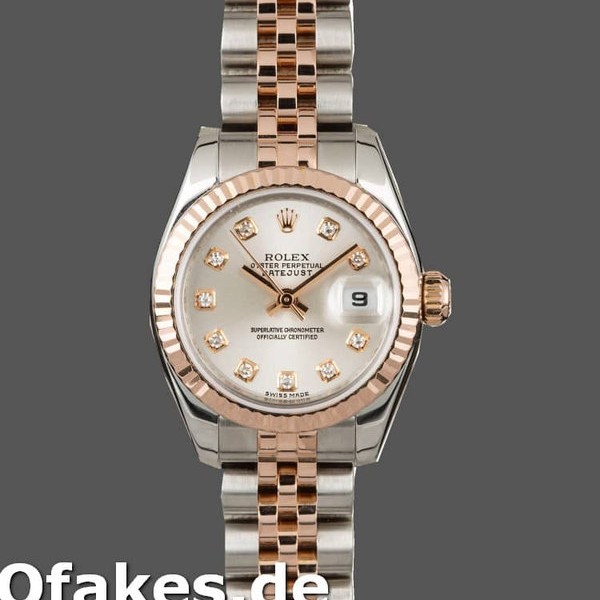 Super Clone Women's Rolex Datejust-179171, 26mm, Silver Diamonds Dial, Fluted Bezel, Lady Silver