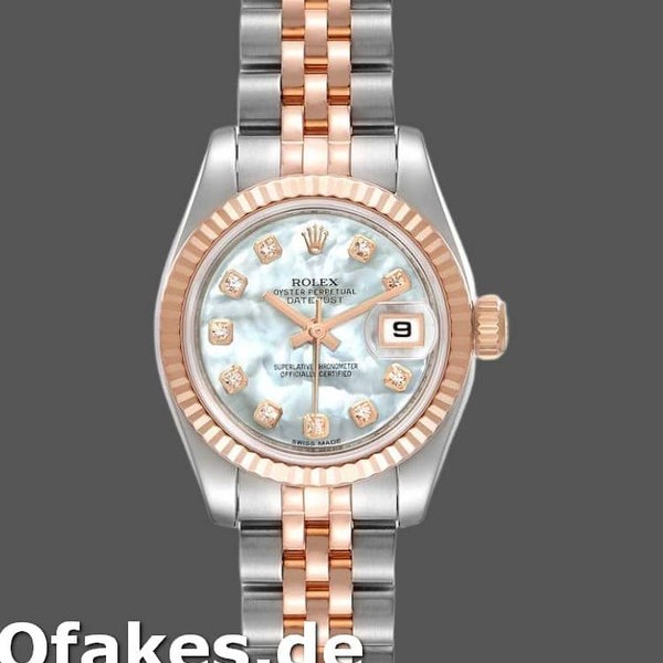 Super Clone Women's Rolex Datejust-179171, 26mm, White MOP Diamond Dial, Fluted Bezel, Lady MOP