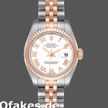 Super Clone Women's Rolex Datejust-179171, 26mm, White Roman Numeral Dial, Fluted Bezel, Lady White