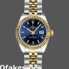 Super Clone Women's Rolex Datejust-179173, 26mm, Blue Index Dial, Fluted Bezel, Lady Blue