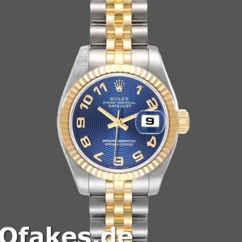 Super Clone Women's Rolex Datejust-179173, 26mm, Concentric Circle Blue Dial, Fluted Bezel, Lady Blue