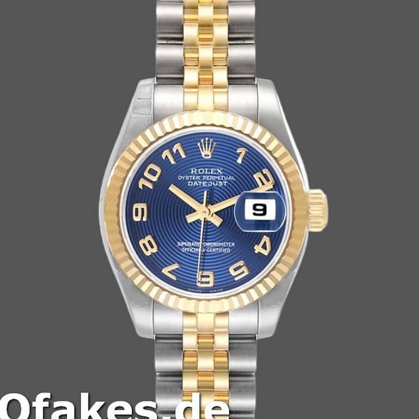 Super Clone Women's Rolex Datejust-179173, 26mm, Concentric Circle Blue Dial, Fluted Bezel, Lady Blue