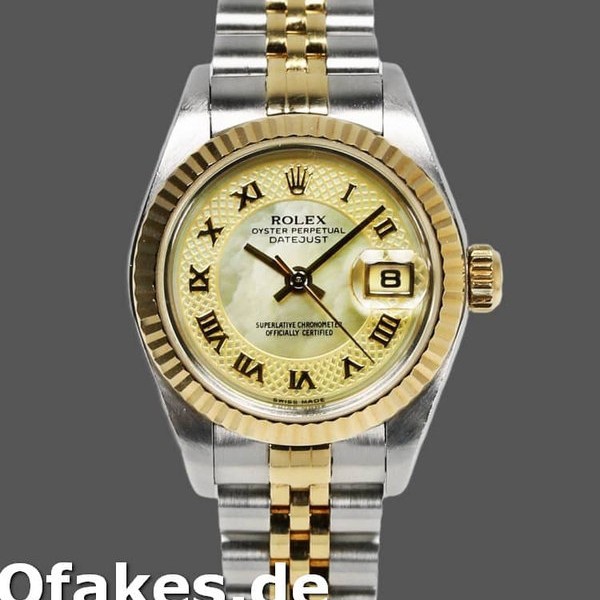 Super Clone Women's Rolex Datejust-179173, 26mm, Decorated Mother‑of‑Pearl Champagne Dial, Lady MOP