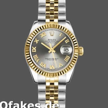 Super Clone Women's Rolex Datejust-179173, 26mm, Grey Roman Numeral Dial, Lady Grey