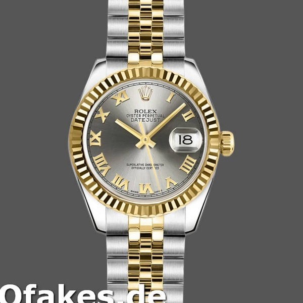 Super Clone Women's Rolex Datejust-179173, 26mm, Grey Roman Numeral Dial, Lady Grey