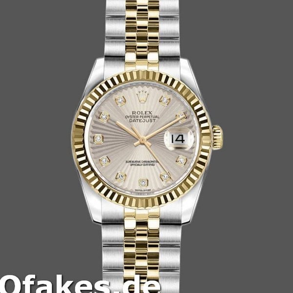 Super Clone Women's Rolex Datejust-179173, 26mm, Ivory Sunbeam Diamond Dial, Fluted Bezel, Lady Ivory