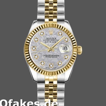 Super Clone Women's Rolex Datejust-179173, 26mm, Meteorite Grey Diamond Dial, Fluted Bezel, Lady Meteorite Grey