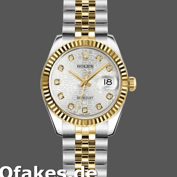 Super Clone Women's Rolex Datejust-179173, 26mm, Silver Jubilee Diamond Dial, Fluted Bezel, Lady Silver