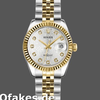 Super Clone Women's Rolex Datejust-179173, 26mm, Silver Jubilee Diamond Dial, Fluted Bezel, Lady Silver