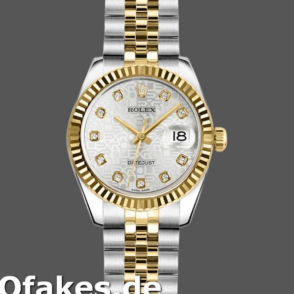 Super Clone Women's Rolex Datejust-179173, 26mm, Silver Jubilee Diamond Dial, Fluted Bezel, Lady Silver