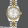 Super Clone Women's Rolex Datejust-179173, 26mm, White Diamond Dial, Fluted Bezel, Lady White