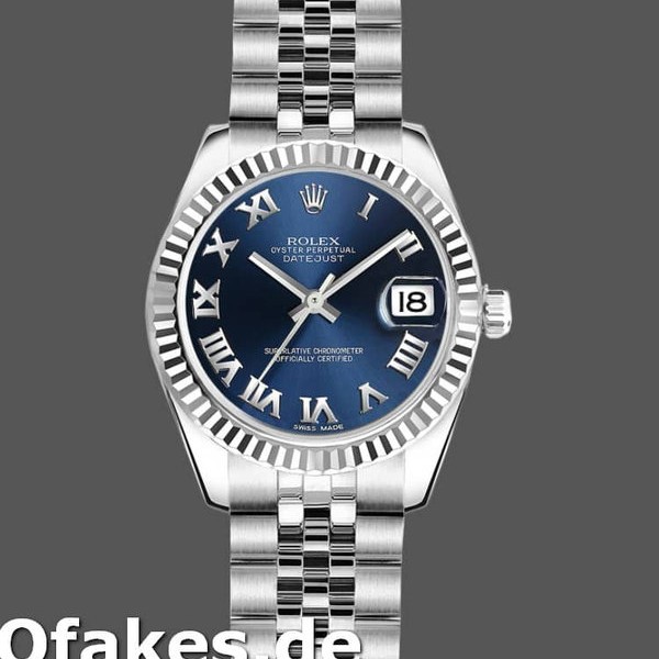 Super Clone Women's Rolex Datejust-179174, 26mm, Blue Roman Numeral Dial, Lady Blue