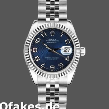 Super Clone Women's Rolex Datejust-179174, 26mm, Concentric Circle Blue Dial, Fluted Bezel, Lady Blue