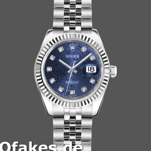 Super Clone Women's Rolex Datejust-179174, 26mm, Jubilee Blue Diamond Dial, Fluted Bezel, Lady Blue