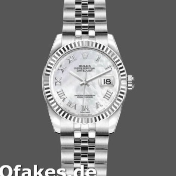 Super Clone Women's Rolex Datejust-179174, 26mm, Mother‑of‑Pearl White Dial, Fluted Bezel, Lady MOP