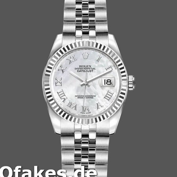 Super Clone Women's Rolex Datejust-179174, 26mm, Mother‑of‑Pearl White Dial, Fluted Bezel, Lady MOP