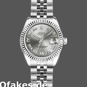 Super Clone Women's Rolex Datejust-179174, 26mm, Rhodium Grey Dial, Fluted Bezel, Lady Rhodium Grey