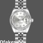 Super Clone Women's Rolex Datejust-179174, 26mm, Silver Diamond Dial, Fluted Bezel, Lady Silver