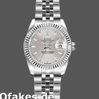 Super Clone Women's Rolex Datejust-179174, 26mm, Silver Index Dial, Fluted Bezel, Lady Silver