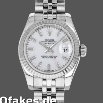 Super Clone Women's Rolex Datejust-179174, 26mm, White Index Dial, Fluted Bezel, Lady White