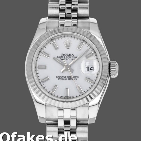 Super Clone Women's Rolex Datejust-179174, 26mm, White Index Dial, Fluted Bezel, Lady White