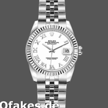 Super Clone Women's Rolex Datejust-179174, 26mm, White Roman Dial, Fluted Bezel, Lady White