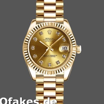 Super Clone Women's Rolex Datejust-179178, 26mm, Yellow Gold, Champagne Diamonds Dial, Lady Champagne