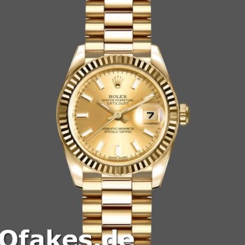 Super Clone Women's Rolex Datejust-179178, 26mm, Yellow Gold, Champagne Index Dial, Lady Champagne