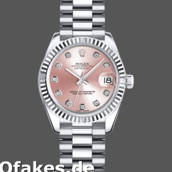 Super Clone Women's Rolex Datejust-179179, 26mm, Pink Diamond Dial, Fluted Bezel, Lady Pink