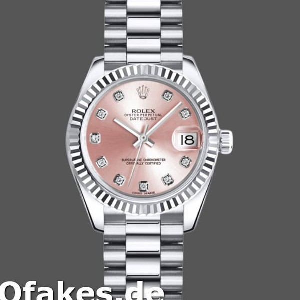 Super Clone Women's Rolex Datejust-179179, 26mm, Pink Diamond Dial, Fluted Bezel, Lady Pink