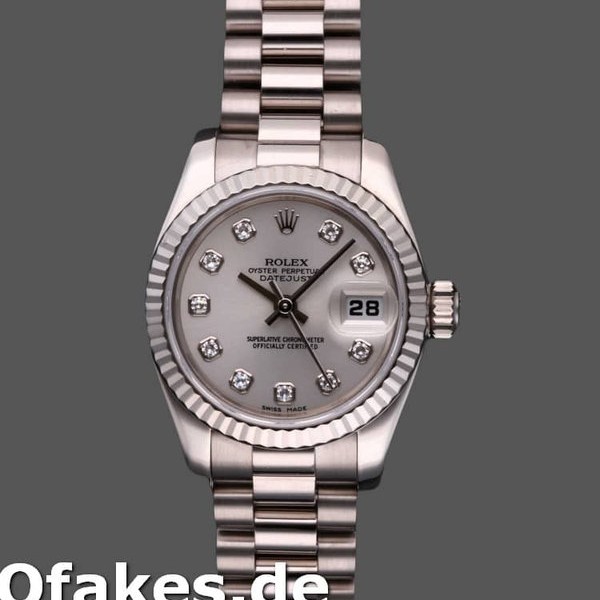 Super Clone Women's Rolex Datejust-179179, 26mm, Silver Diamond Dial, Fluted Bezel, Lady Silver