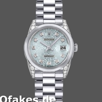 Super Clone Women's Rolex Datejust-179269, 26mm, Ice Blue Jubilee Dial, Diamond Lugs, Lady Ice Blue