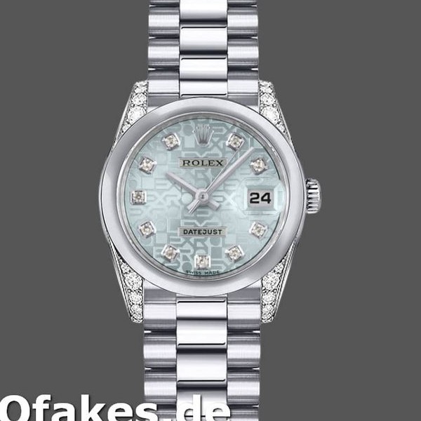 Super Clone Women's Rolex Datejust-179269, 26mm, Ice Blue Jubilee Dial, Diamond Lugs, Lady Ice Blue