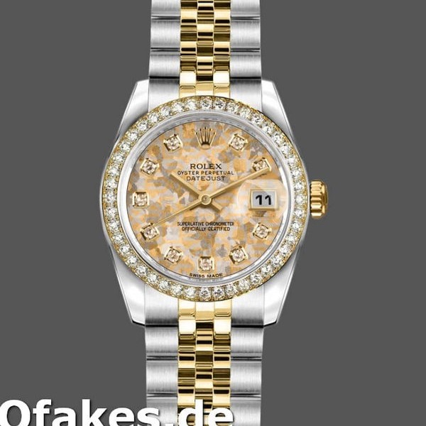 Super Clone Women's Rolex Datejust-179383, 26mm, Jubilee Crystal Grey & Champagne Dial, Lady Champagne