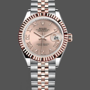 Super Clone Women's Rolex Datejust-278271, Sun Dust Roman Dial, Two-Tone Rose Gold, Fluted Bezel, Jubilee Rose Gold