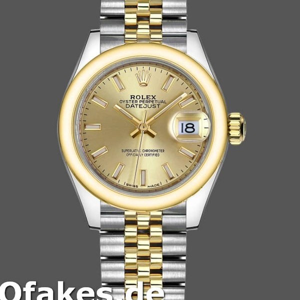 Super Clone Women's Rolex Datejust-279163, 28mm, Champagne, Index Dial, Domed Bezel, Lady Champagne