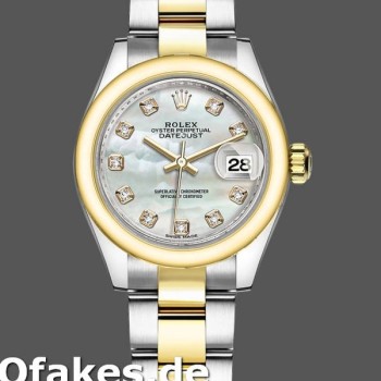 Super Clone Women's Rolex Datejust-279163, 28mm, Mother‑of‑Pearl, Diamond Dial, Domed Bezel, Lady MOP