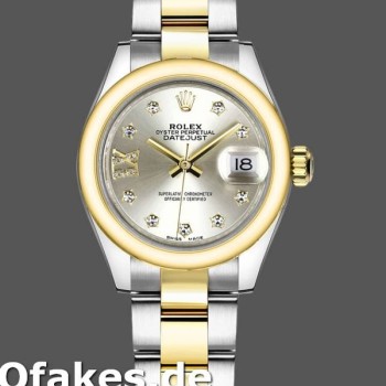 Super Clone Women's Rolex Datejust-279163, 28mm, Silver Diamond Dial, Domed Bezel, Lady Silver